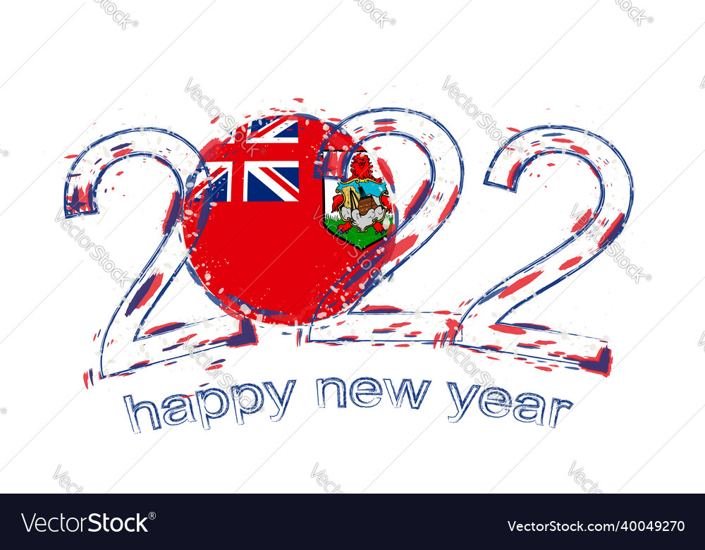 Happy new 2022 year with flag of bermuda