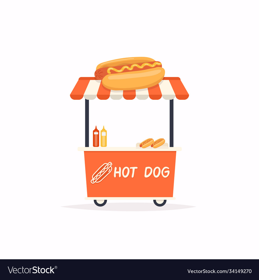 Hot dog stand cart street food cart Royalty Free Vector