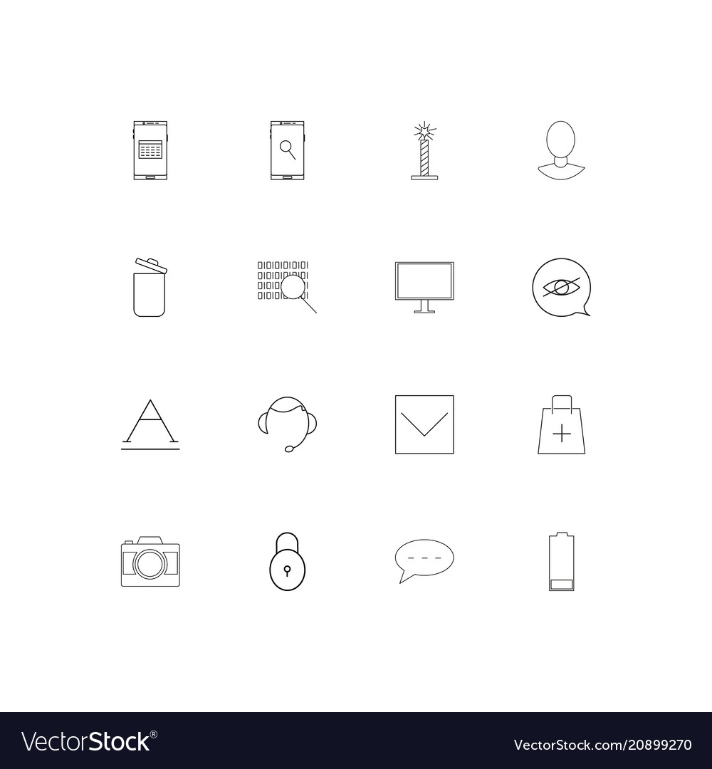 Interface linear thin icons set outlined simple vector image Interface linear thin icons set outlined simple