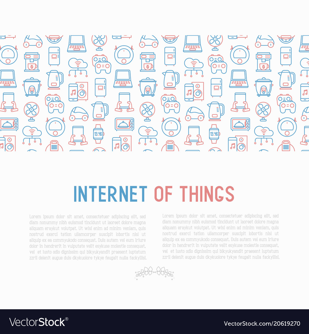Internet of things concept with thin line icons vector image Internet of things concept with thin line icons