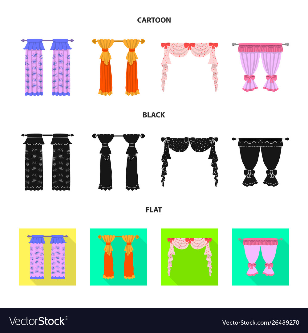Isolated object curtains and drapes sign set vector image Isolated object curtains and drapes sign set