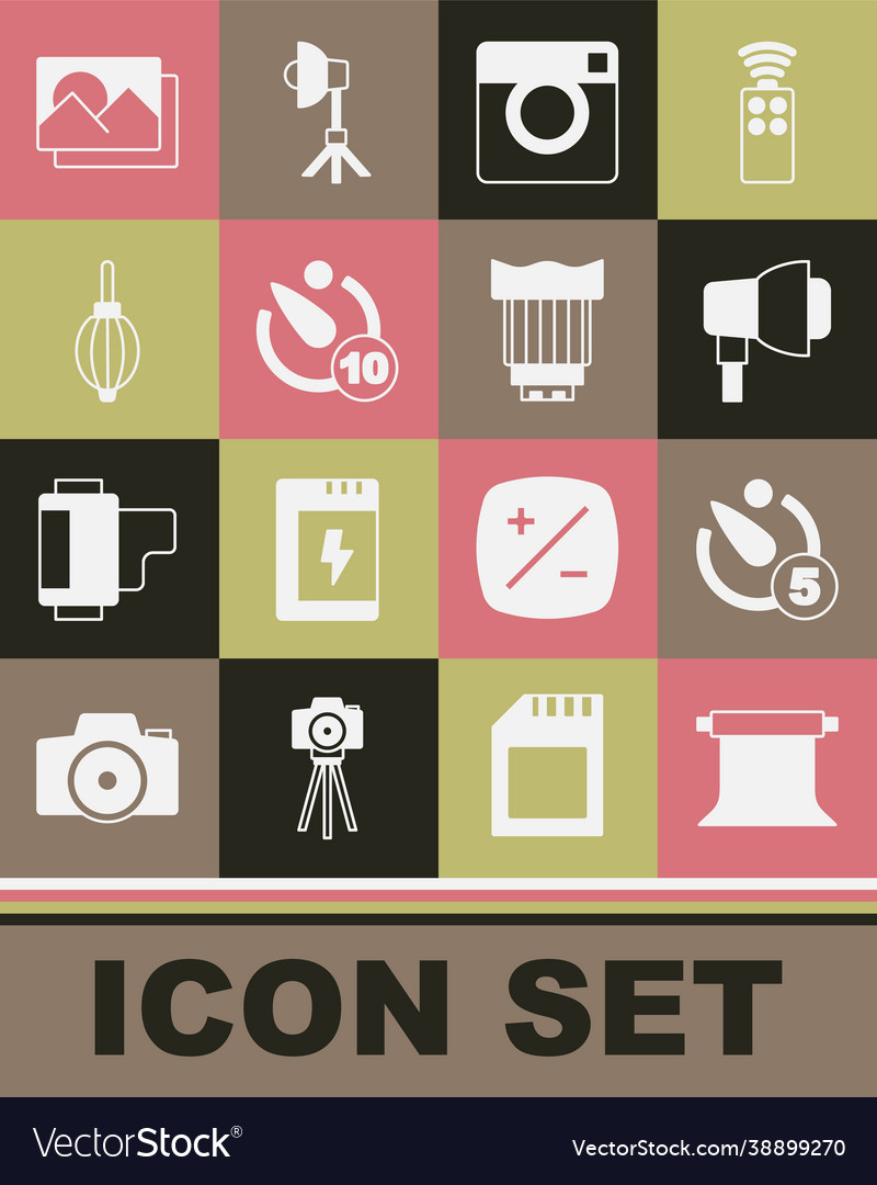 Set empty photo studio camera timer softbox Vector Image Set empty photo studio camera timer softbox