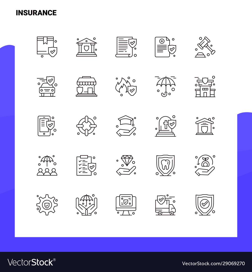 Set insurance line icon 25 icons