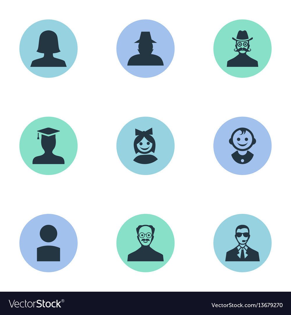 Set of simple avatar icons vector image Set of simple avatar icons