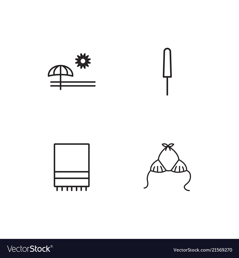 Summer linear icons set simple outline