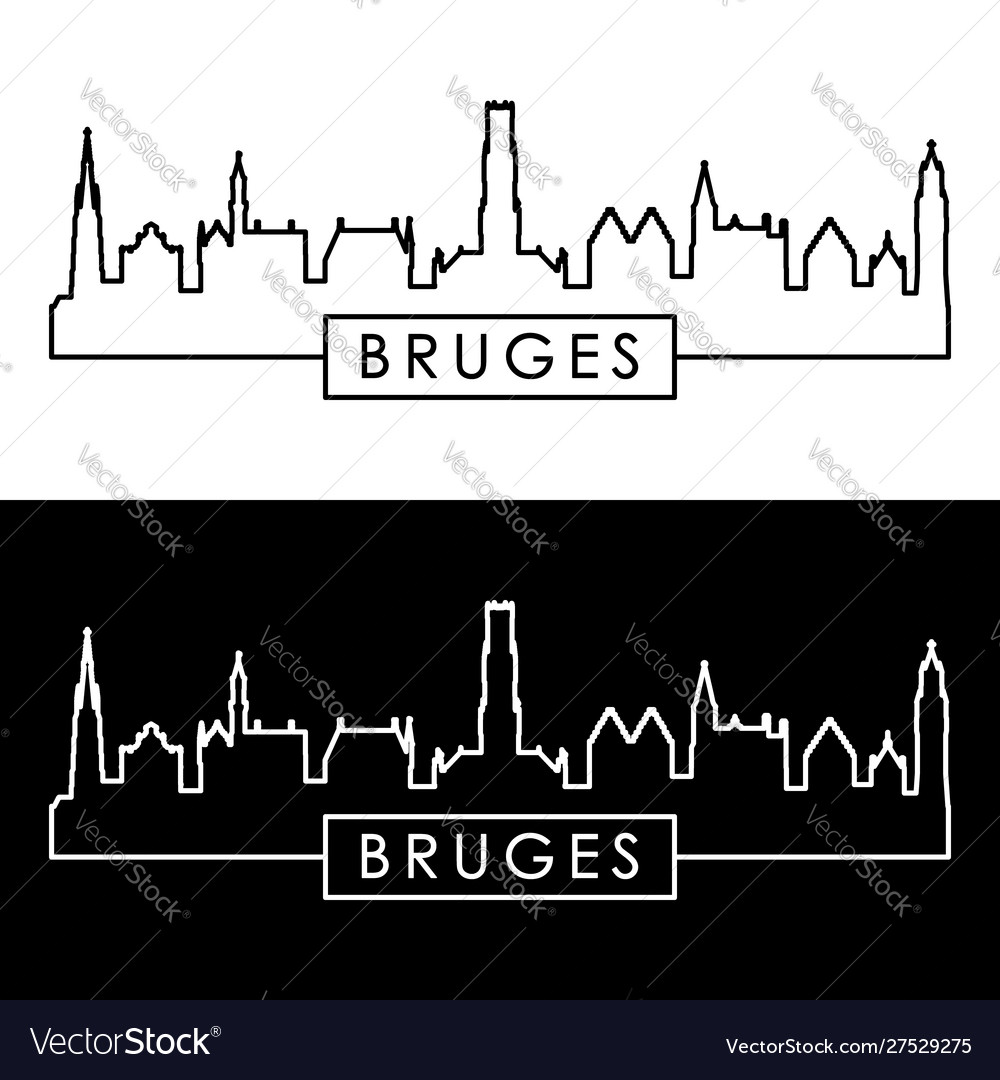 Bruges skyline linear style editable file