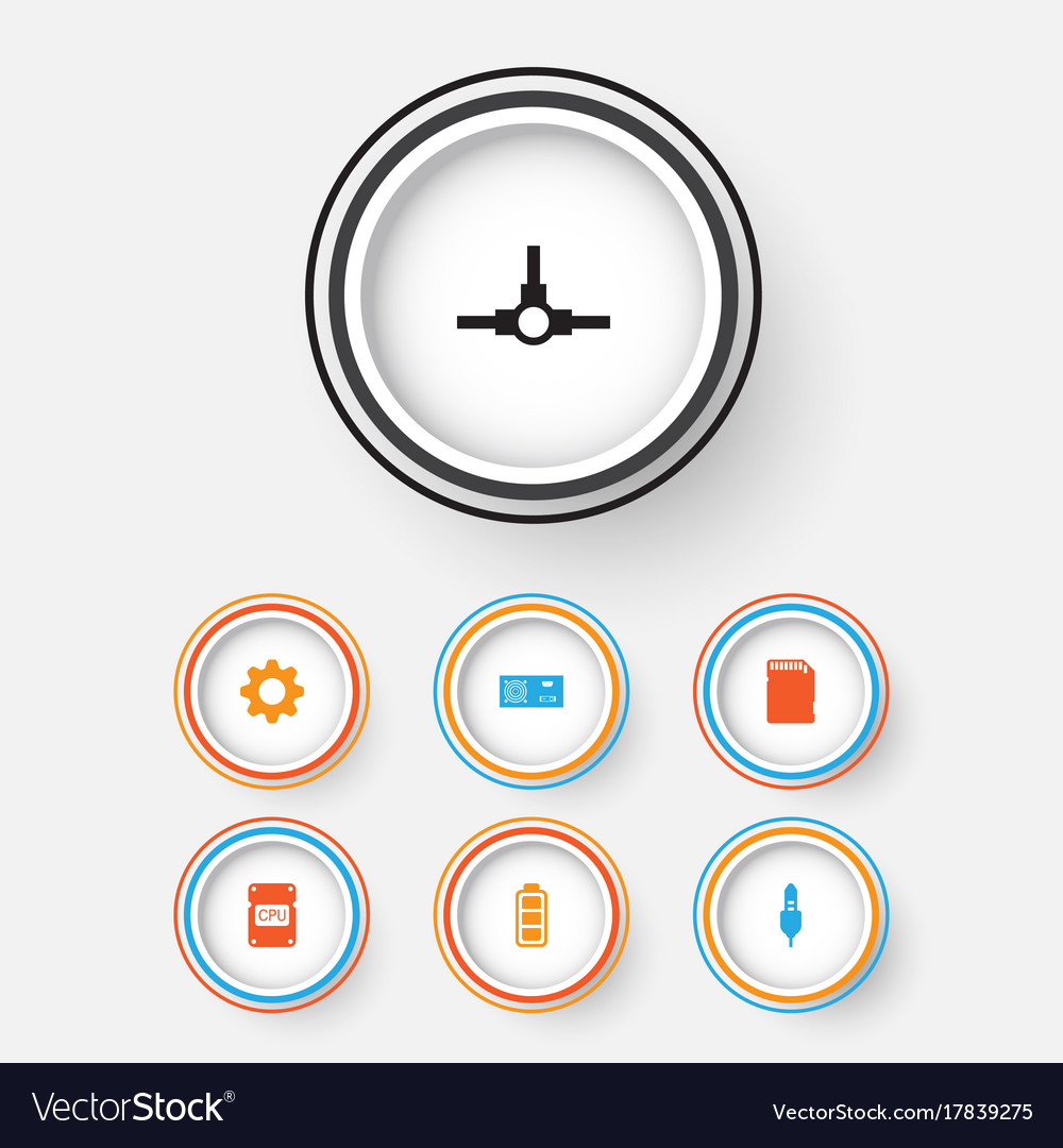 Computer icons set collection of memory card aux