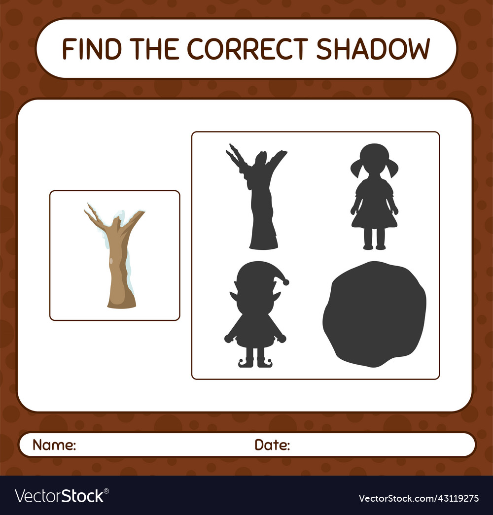 Find the correct shadows game with dead tree vector image Find the correct shadows game with dead tree