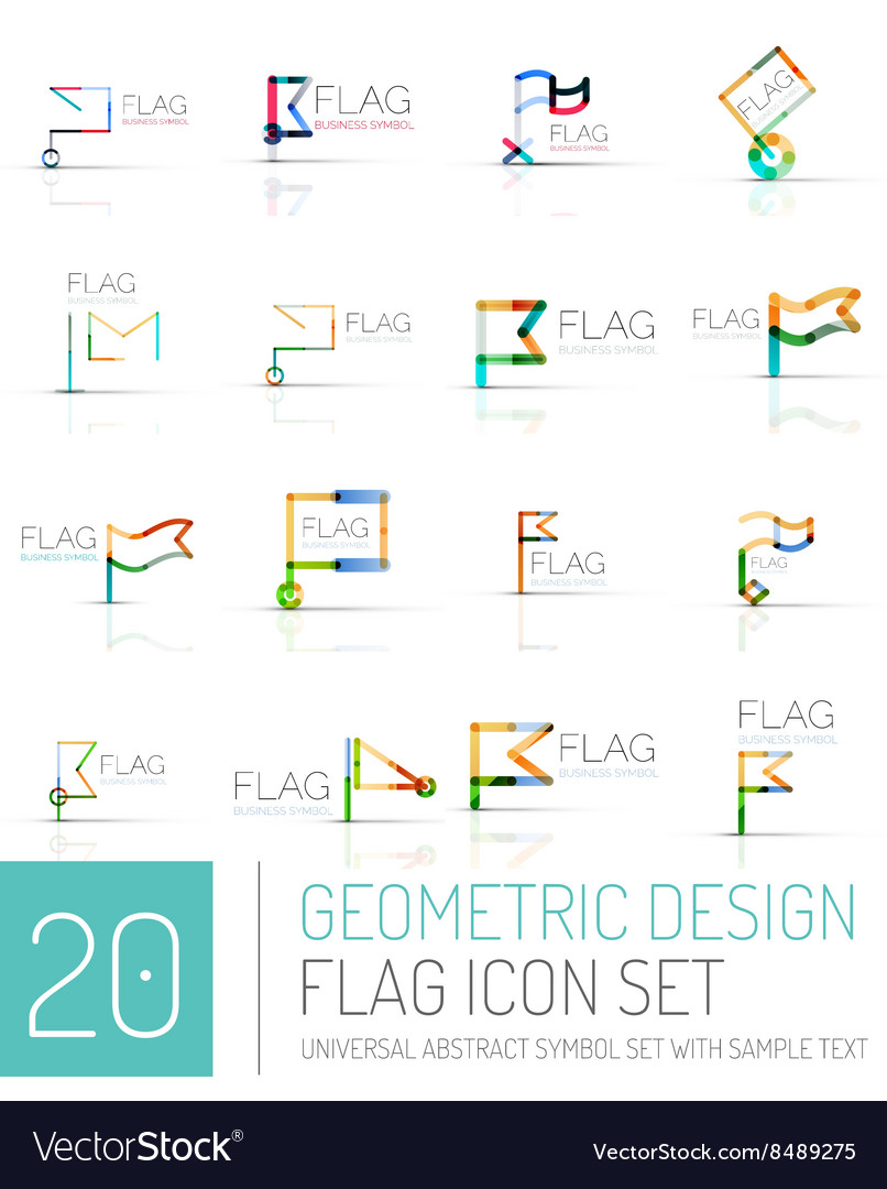Flag icon logo set linear design