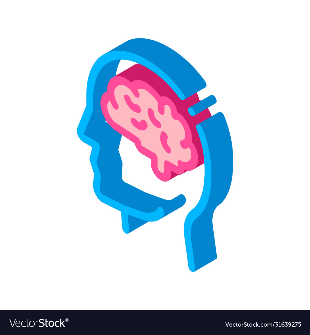 menschliches Gehirn in Mann Silhouette Geist isometrische Ikone