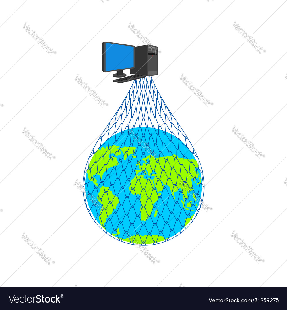 Internet earth on computer network planet