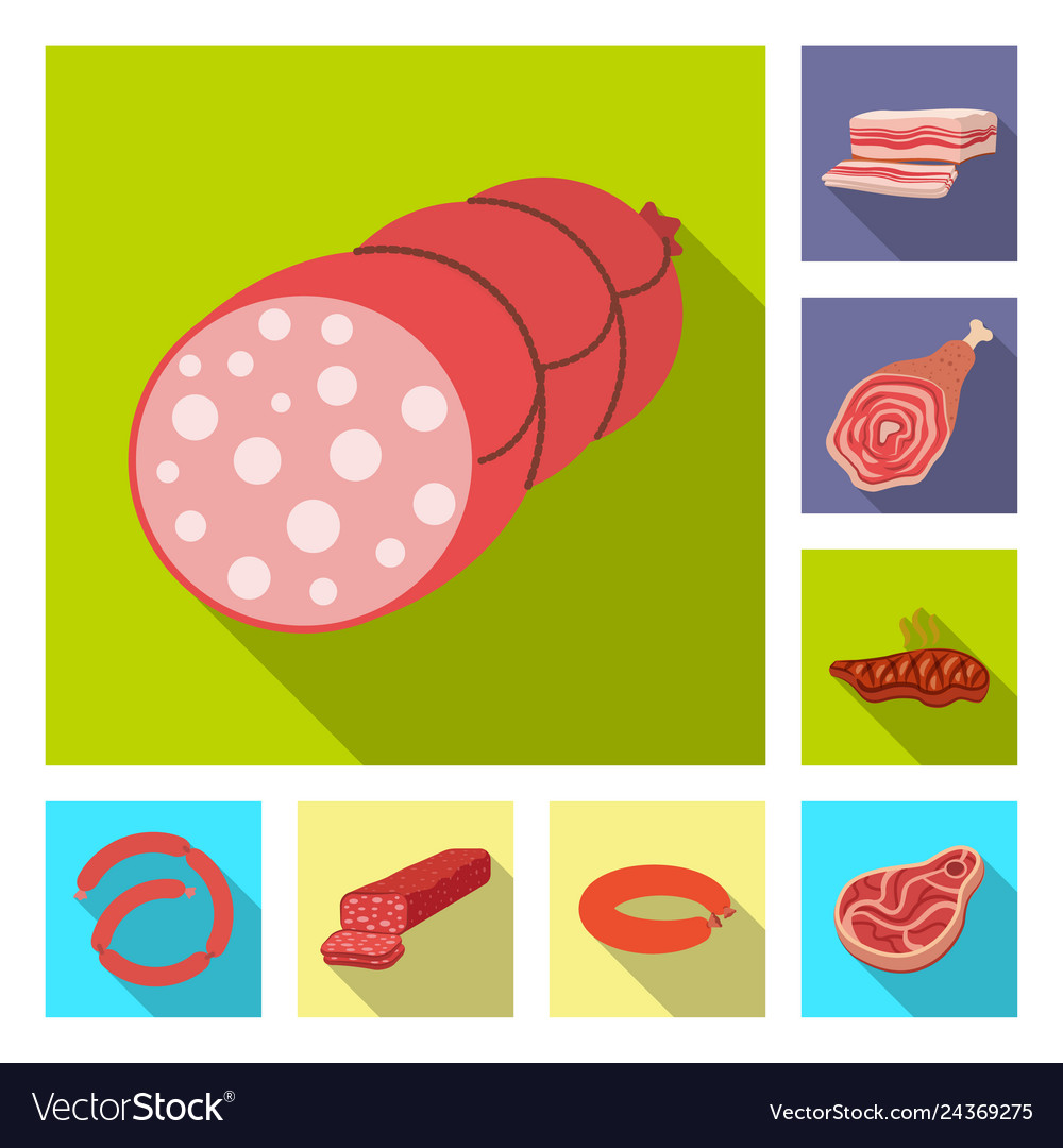 Isolated object of meat and ham symbol set vector image Isolated object of meat and ham symbol set