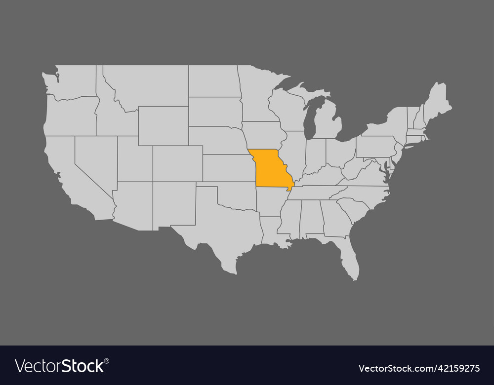 Karte der vereinten Staaten mit Missouri-Highlight