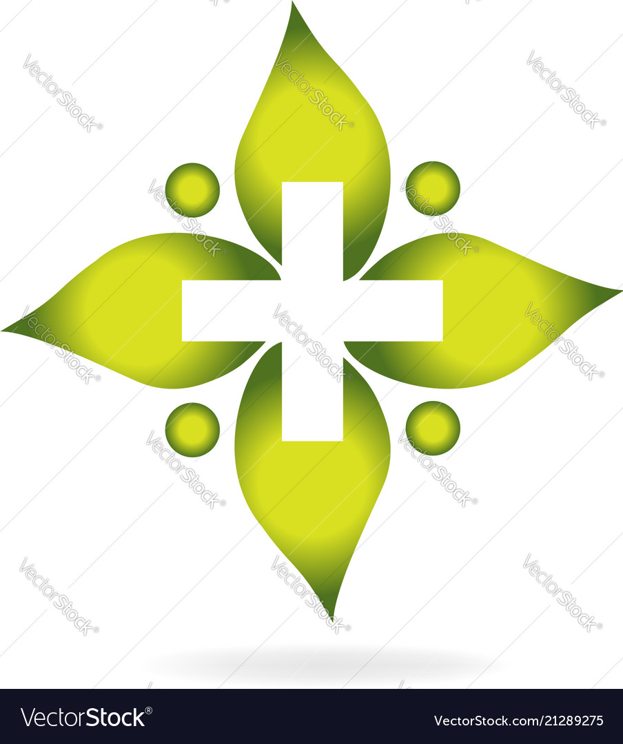 Medical cross leaf concept icon logo