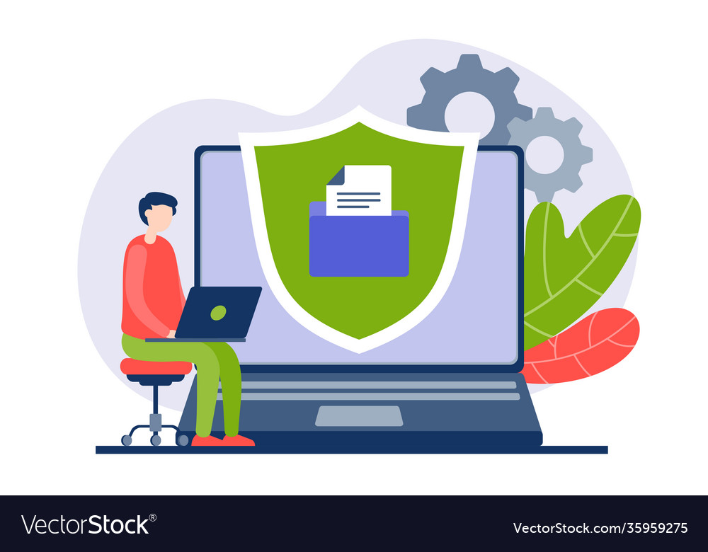 Programmer configures mail spam protection vector image Programmer configures mail spam protection
