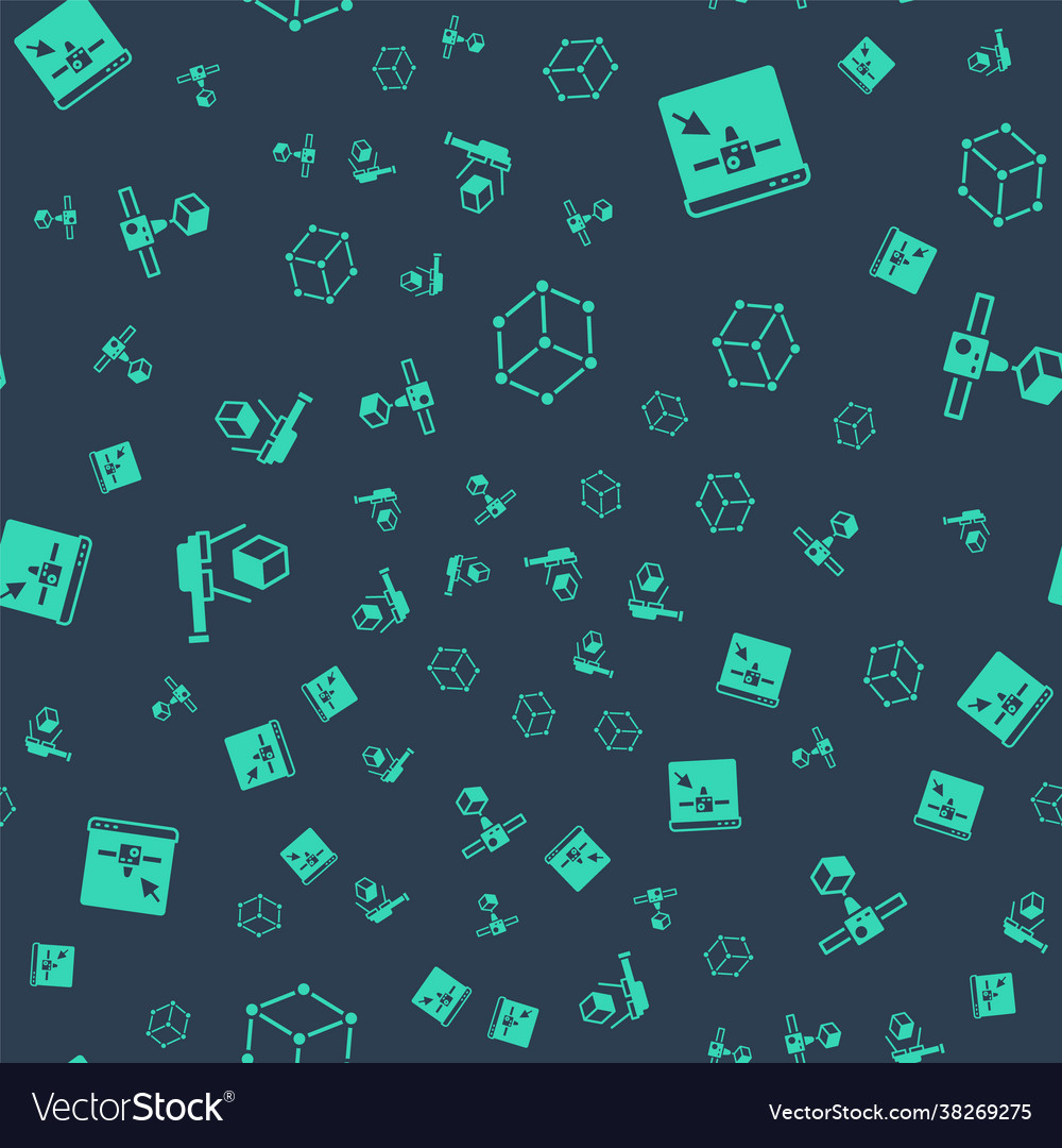 Set isometric cube 3d printer setting scanner vector image Set isometric cube 3d printer setting scanner