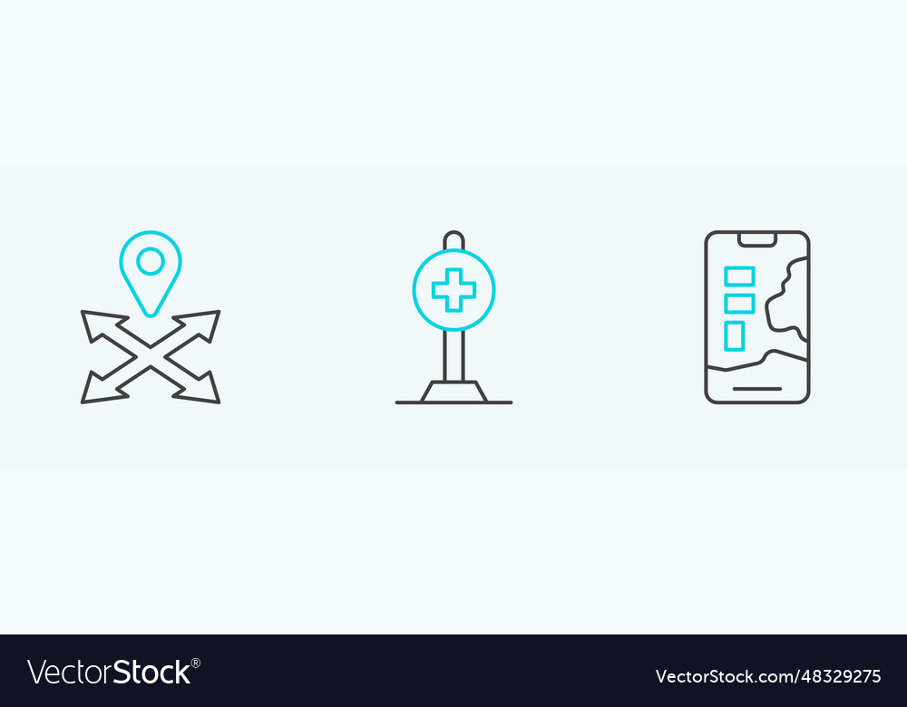 Set line city map navigation location vector image Set line city map navigation location