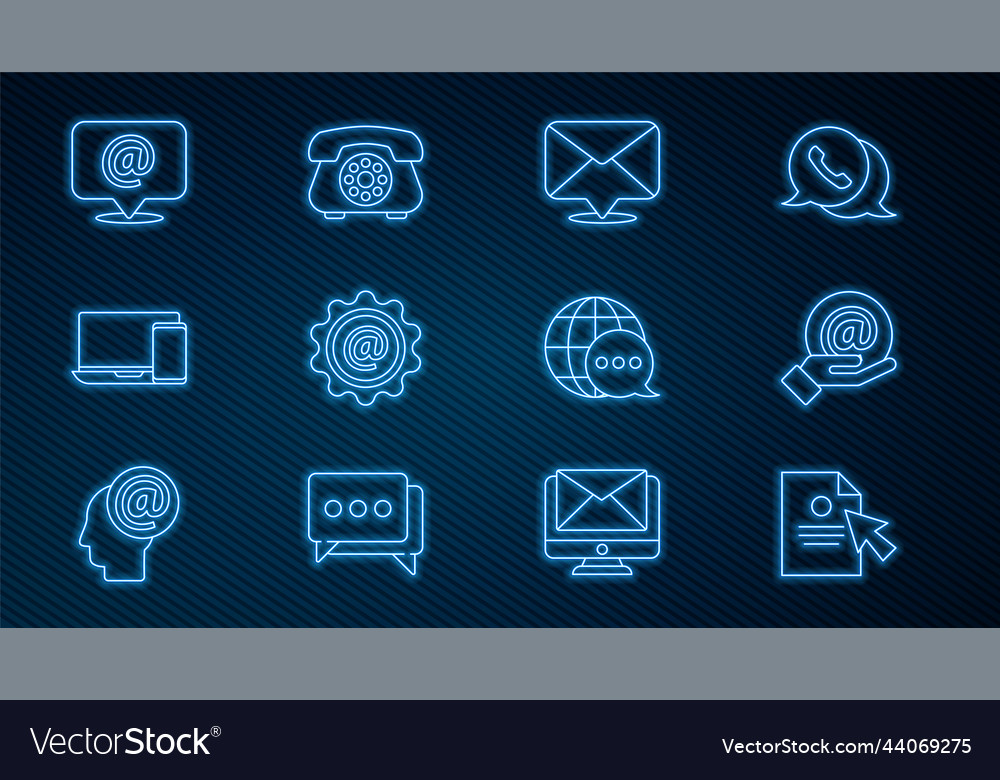 Set line document and cursor mail e-mail in hand vector image Set line document and cursor mail e-mail in hand