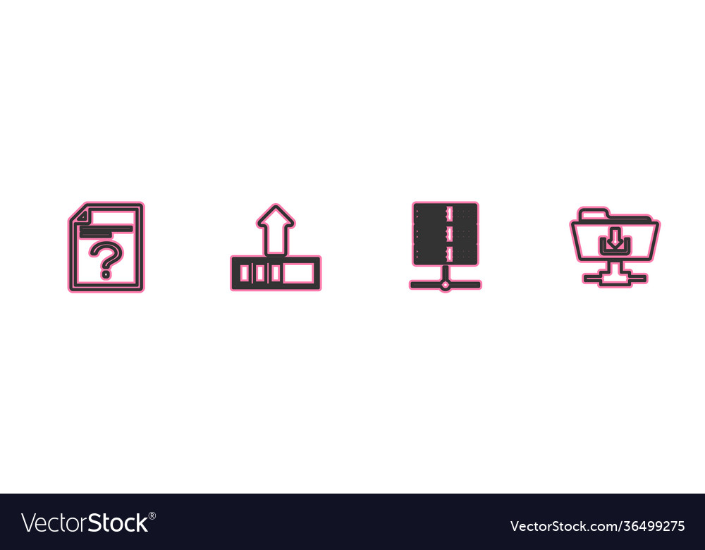 Set line unknown document server data web vector image Set line unknown document server data web