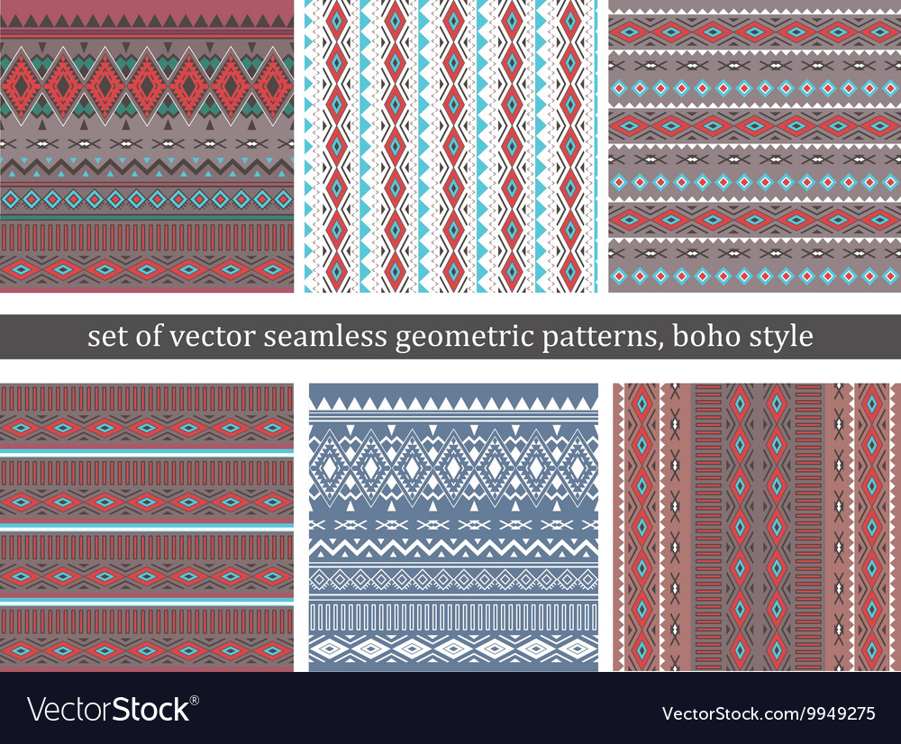 Set of tribal boho seamless patterns