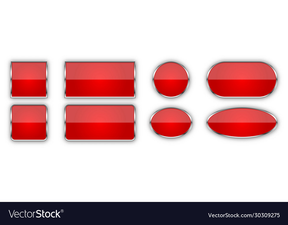 Set red glossy buttons