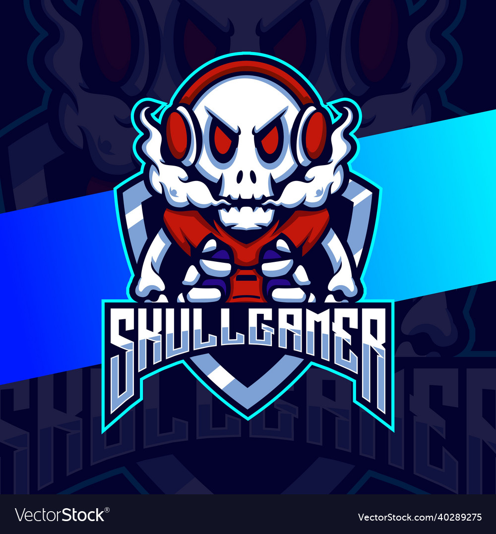 Skull gamer mascot esport logo design character Vector Image