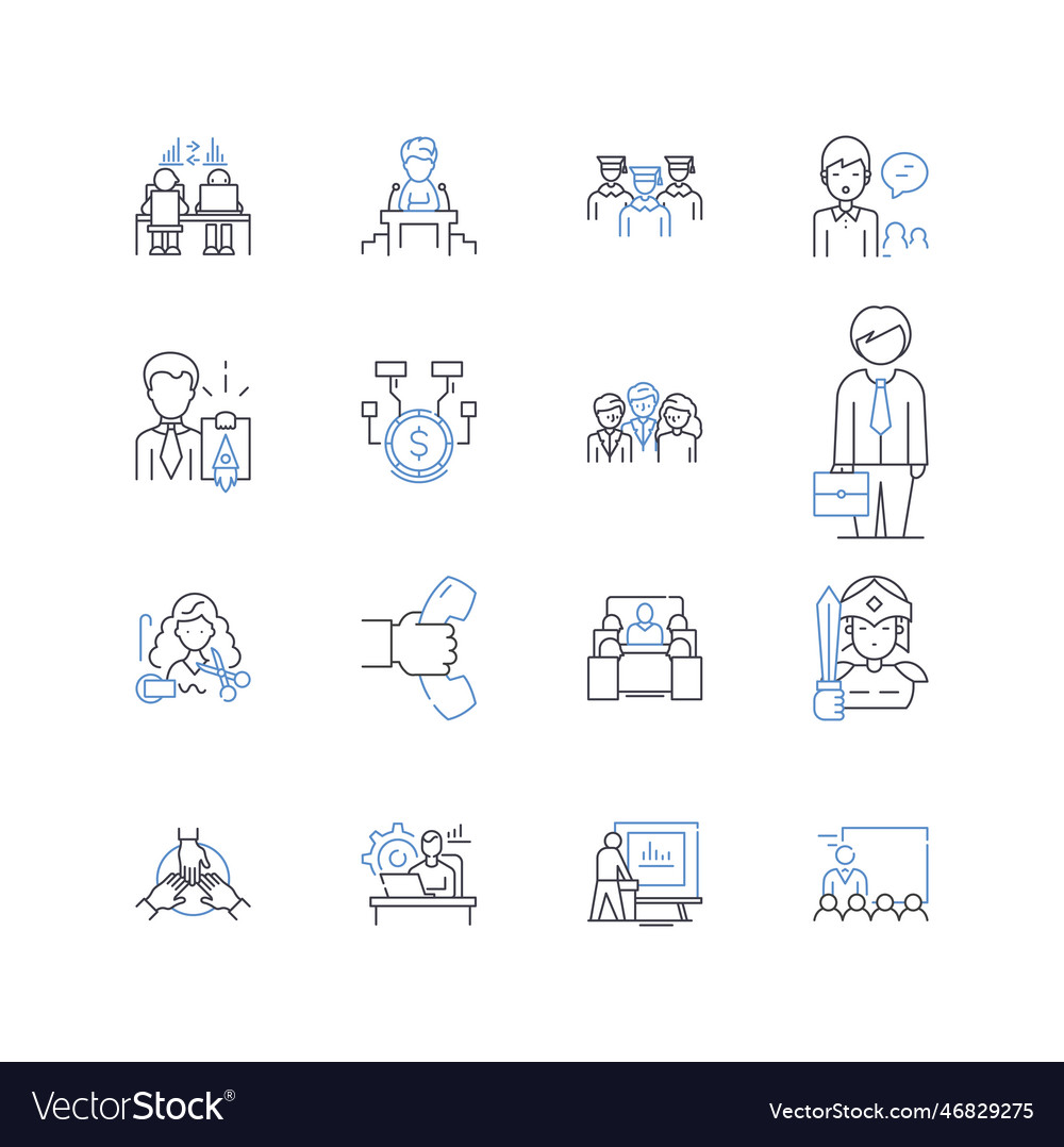 Task chore line icons collection sweep mop