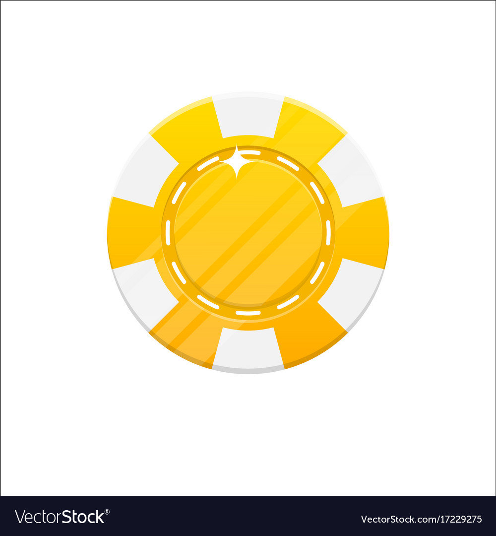 Yellow casino chip cartoon style isolated