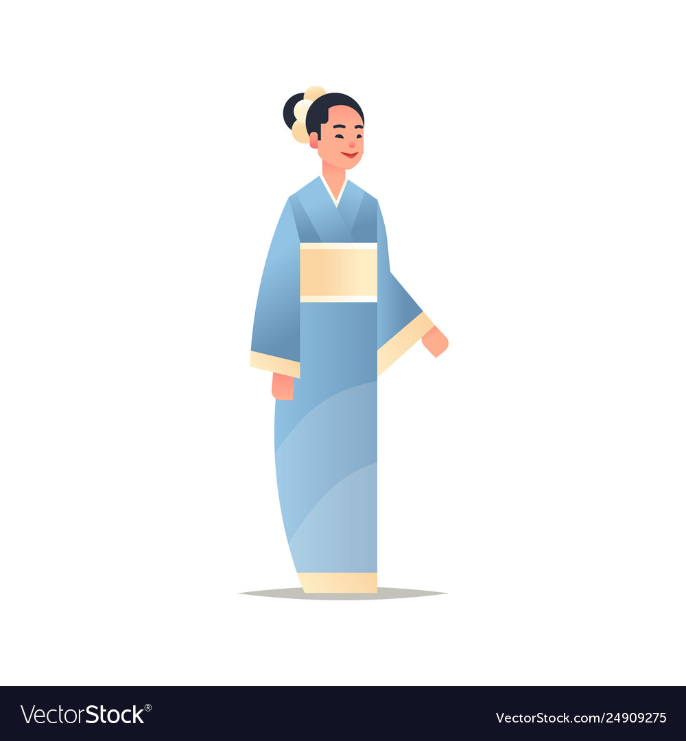 Young asian girl wearing traditional dress Vector Image