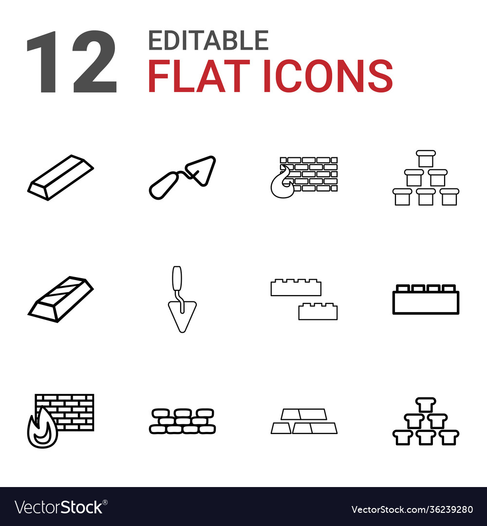 12 brick icons Royalty Free Vector Image - VectorStock