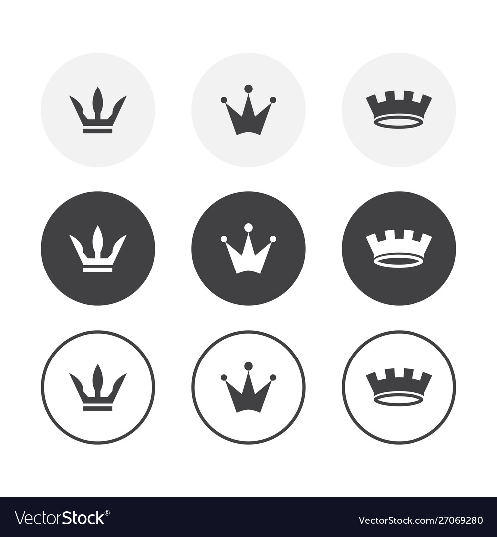 3 Rounded Crown Icons - Simple Style