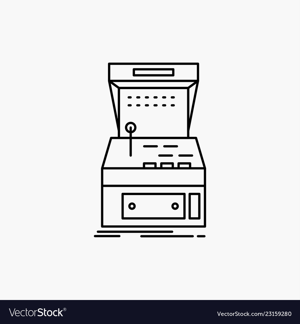 Arcade console game machine play line icon vector image Arcade console game machine play line icon