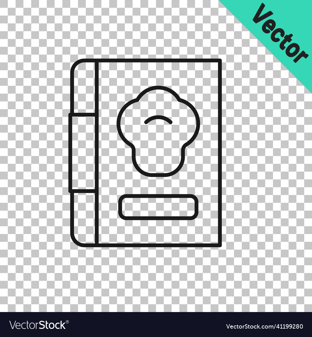 Black line cookbook icon isolated on transparent Vector Image Black line cookbook icon isolated on transparent