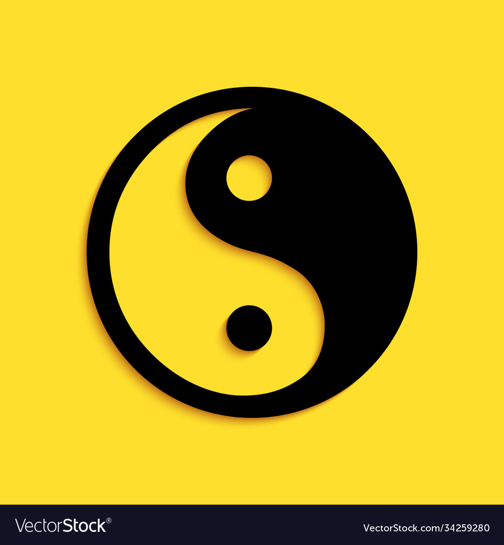 Black yin yang symbol harmony and balance icon