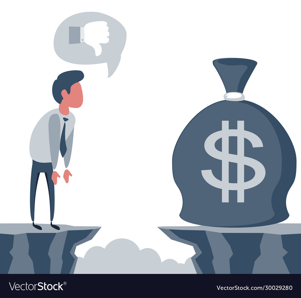 Businessman in front a gap and looking Vector Image Businessman in front a gap and looking