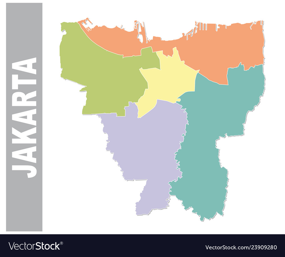 Colorful Jakarta Administrative And Political Map Vector Image Porn ...