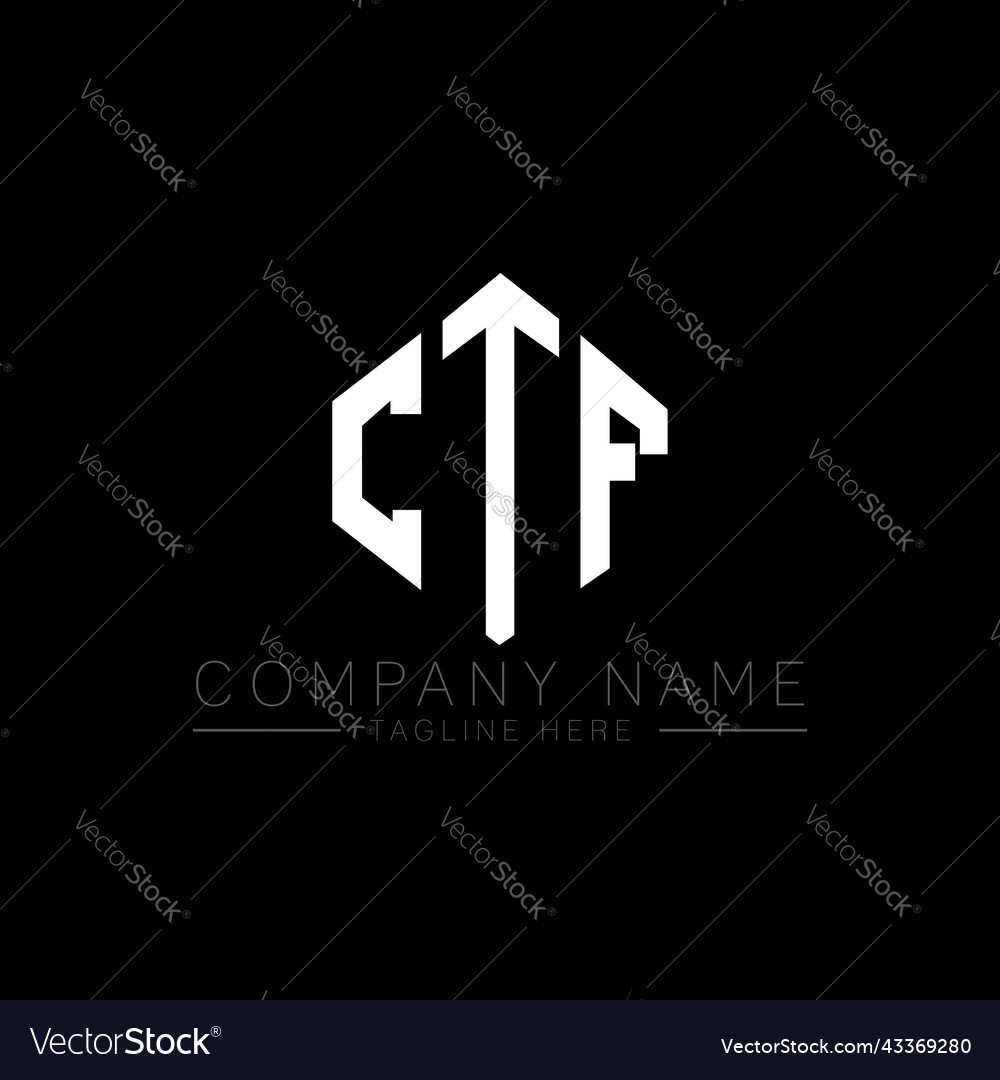 Ctf letter logo design with polygon shape