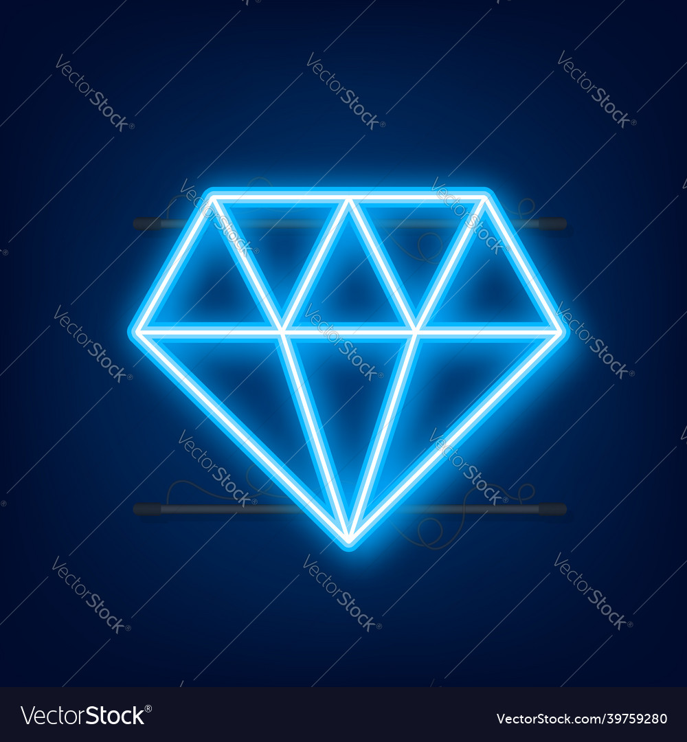 Diamond neon icon sign stock