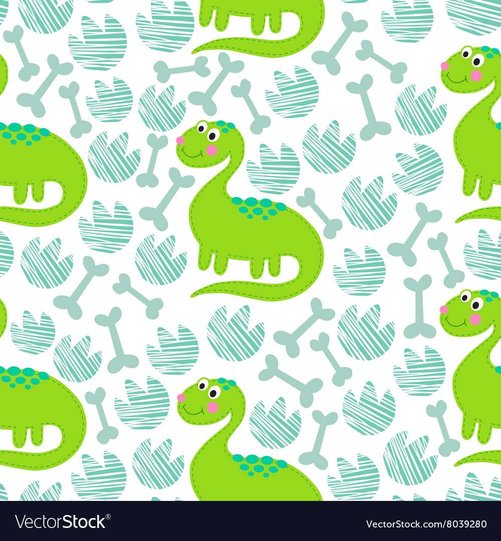 Green dinosaur seamless pattern