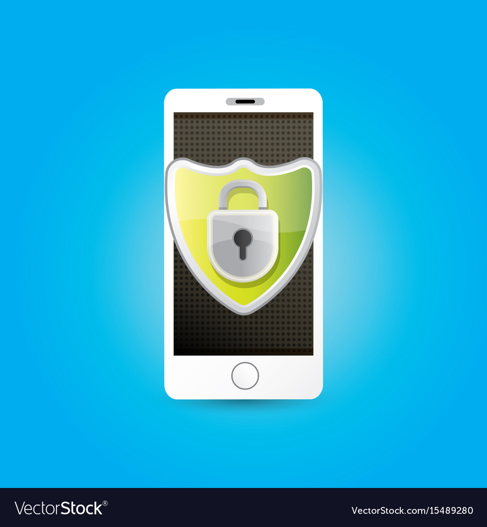 Mobile security app screen with shield and lock