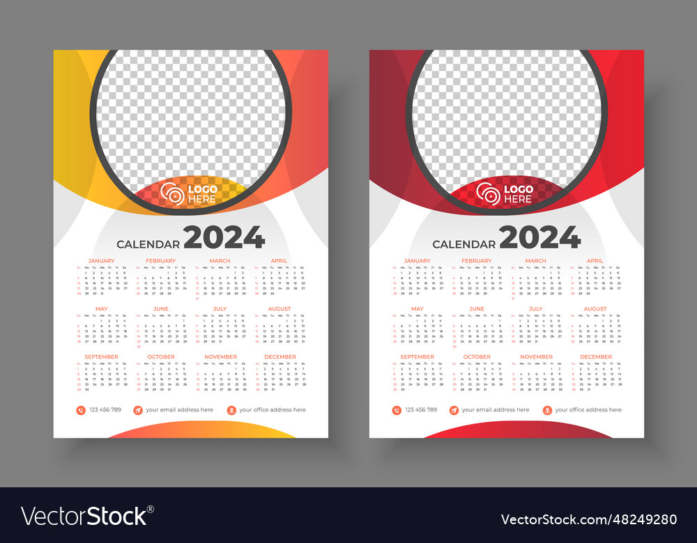 Print ready one page wall calendar template Vector Image