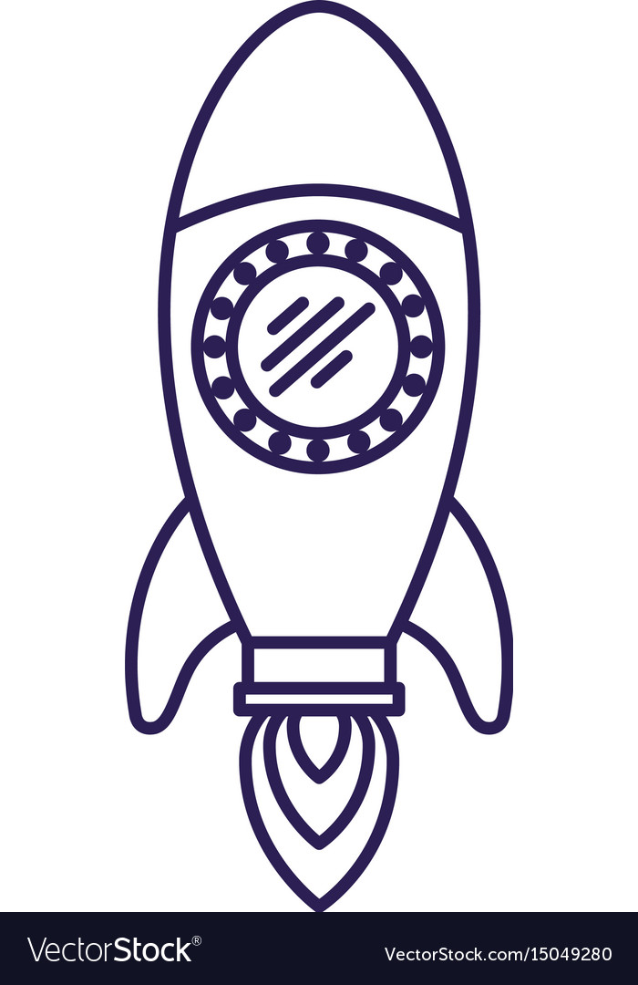 Purple line contour of space rocket