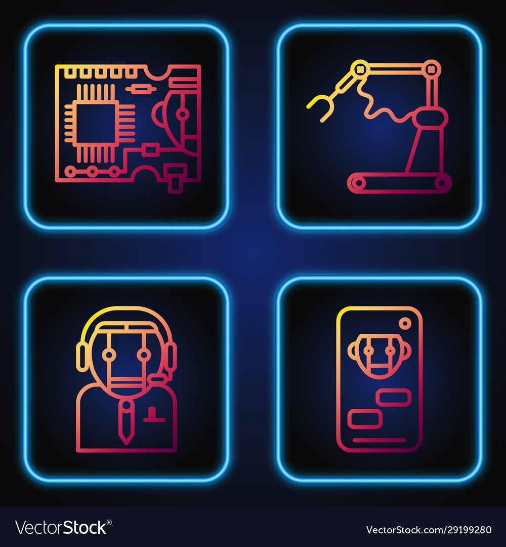 Set line bot worker robot printed circuit board vector image Set line bot worker robot printed circuit board