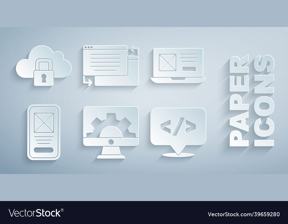 Set web development ui or ux design front end vector image Set web development ui or ux design front end