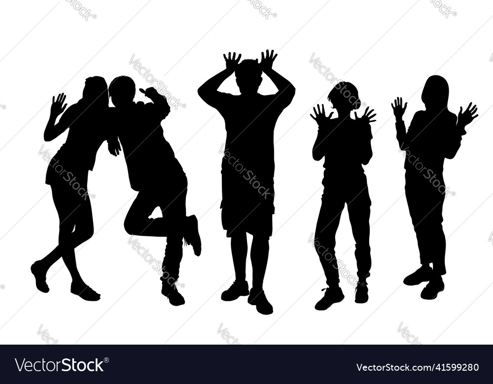 Silhouettes of group tourists in summer