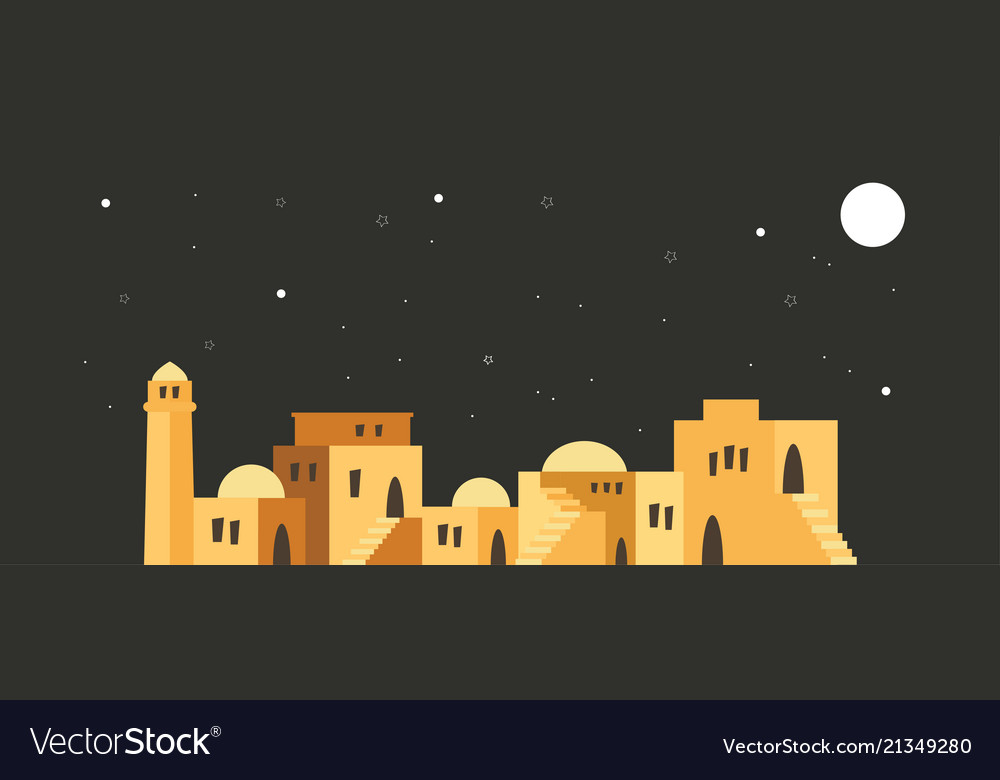Skyline of old city jerusalem over a night Vector Image
