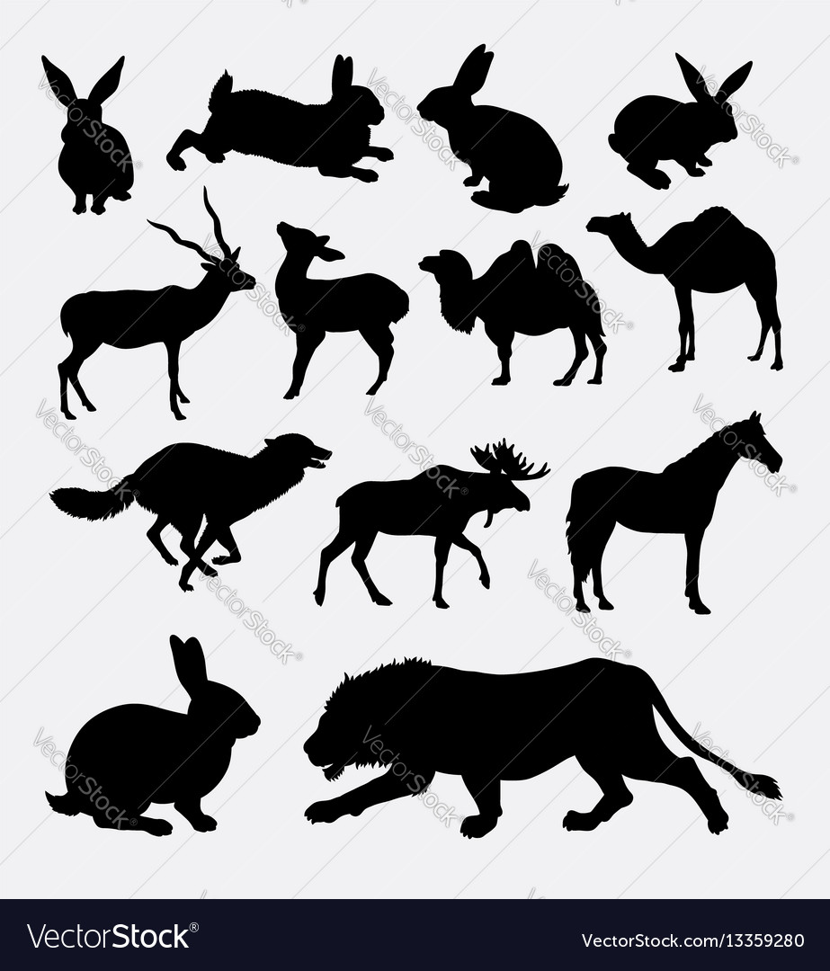 Various mammal animal silhouette Royalty Free Vector Image