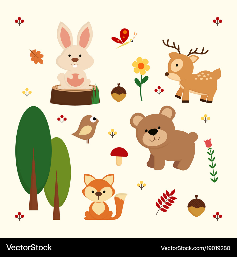 Woodland animal background Royalty Free Vector Image