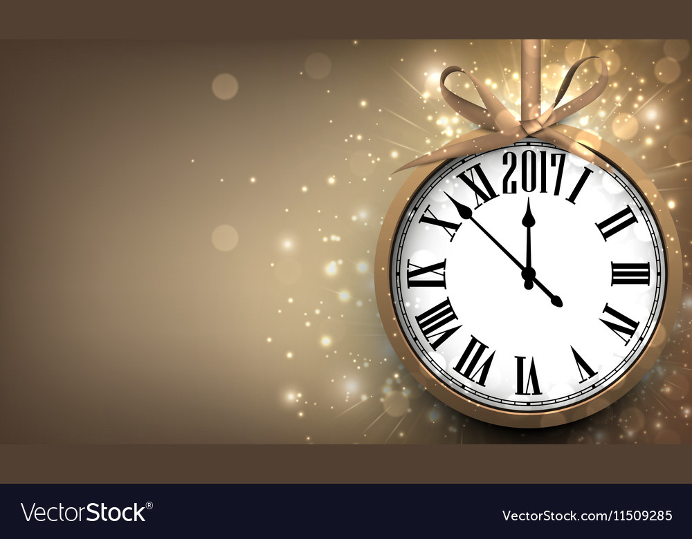2017 new year background with clock