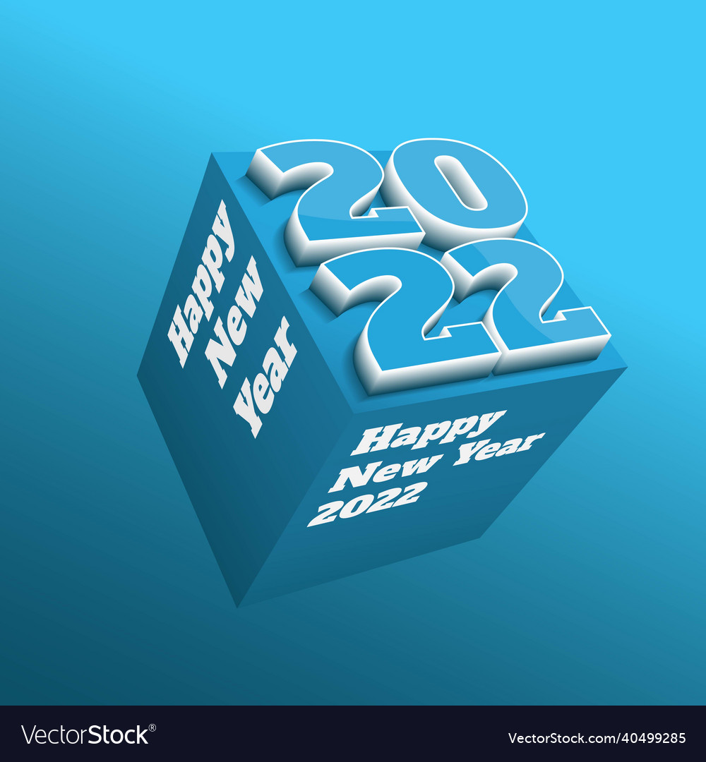 3d typography number of 2022 on cube